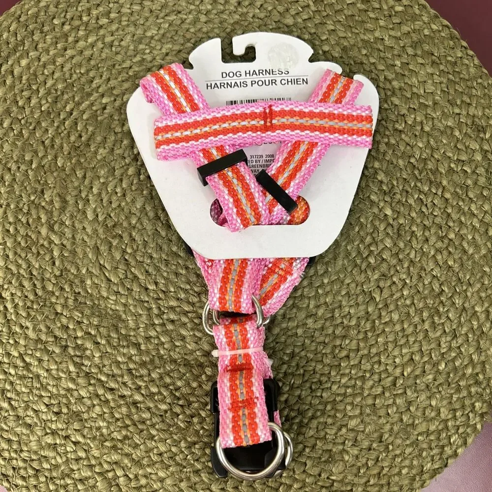 Greenbrier Kennel Club Pink/Red Adjustable Dog Harness Size L 20